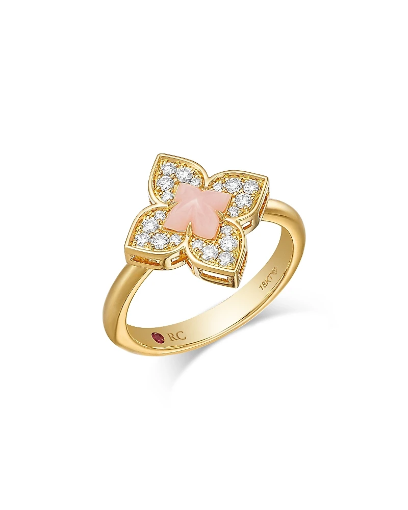 Roberto Coin 18K Yellow Gold Venetian Princess Carnival Pink Opal & Diamond Ring
