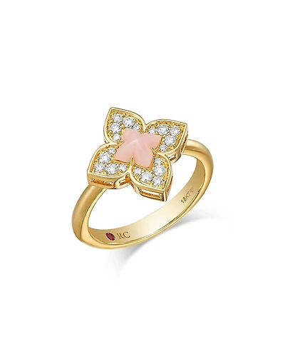 Roberto Coin 18K Yellow Gold Venetian Princess Carnival Pink Opal & Diamond Ring