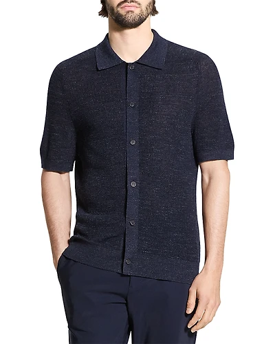 Theory Short Sleeve Linen Button Down Shirt
