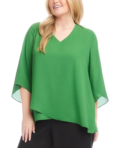 Plus Bracelet Sleeve Asymmetric Top