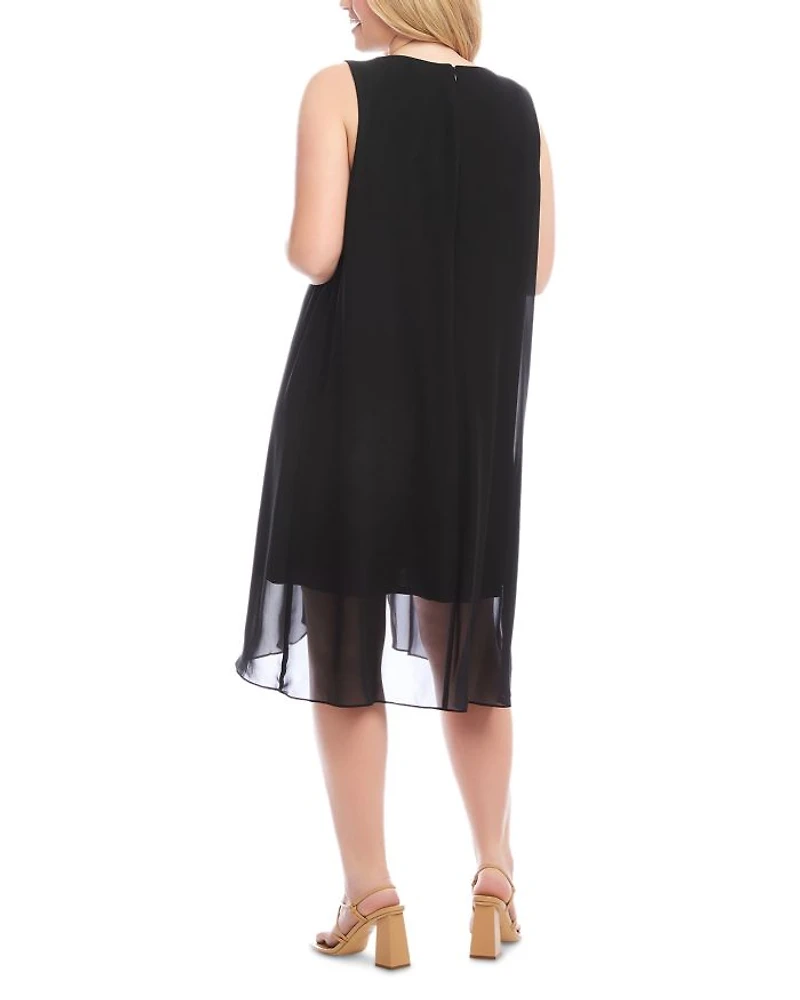 Plus Sleeveless Draped Crossover Dress