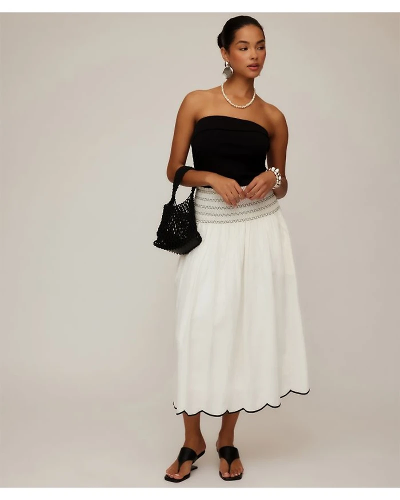 Elsa Smocked Waist Midi Skirt