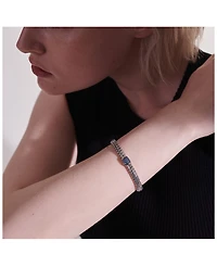 Classic Chain Sterling Silver Lava Bracelet with Blue Sapphire