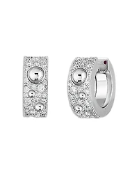 Roberto Coin 18K White Gold Pois Mois Diamond Luna Small Hoop Earrings