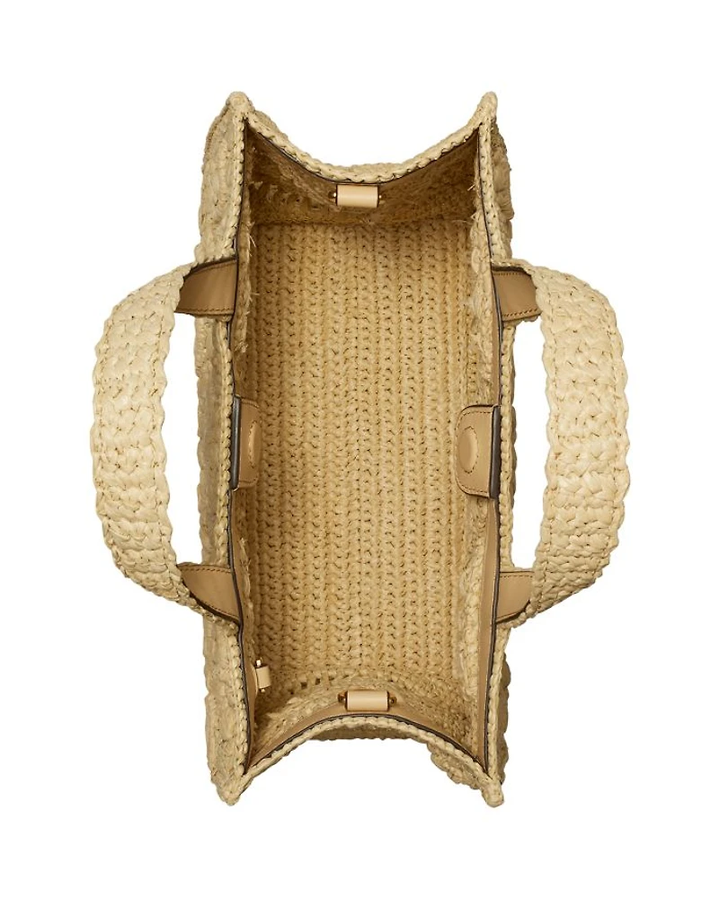 T Monogram Raffia Square Tote