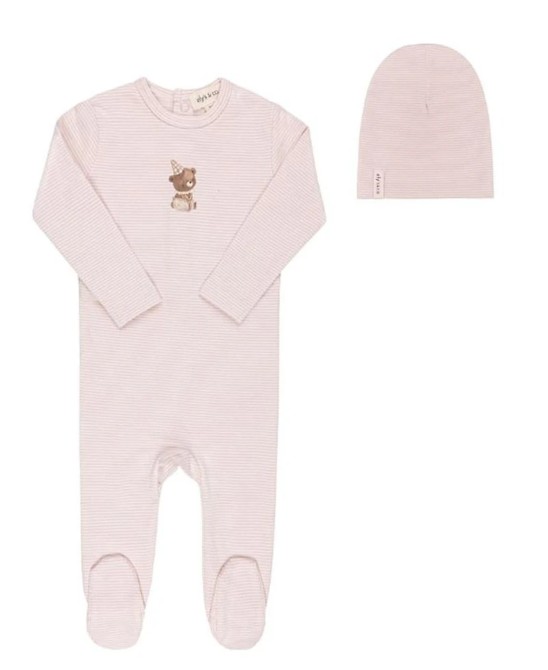 Ely's & Co. Unisex French Terry Footie + Bonnet Bear Collection - Baby