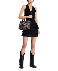 B-Army Small Leopard Print Canvas Tote Bag