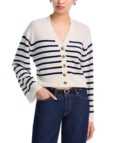 Aqua 100% Cashmere V Neck Cardigan Sweater - Exclusive