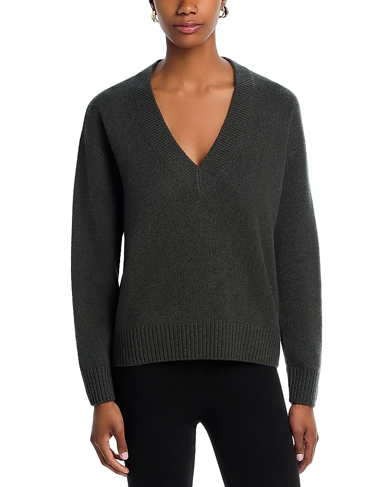 Aqua 100% Cashmere Drop Shoulder V Neck Sweater - Exclusive
