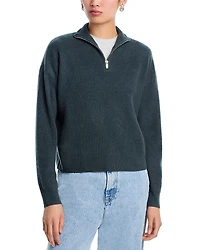 Aqua 100% Cashmere Quarter Zip Sweater - Exclusive