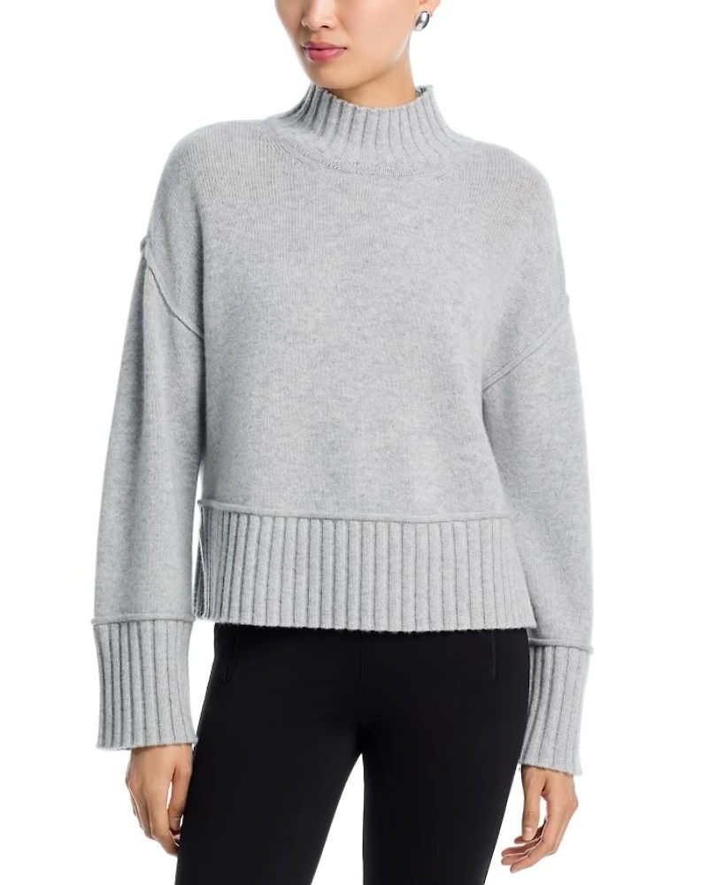 Boxy Mock Neck Cashmere Sweater - Exclusive