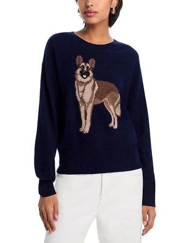German Shepard Dog Cashmere Crewneck Sweater - Exclusive