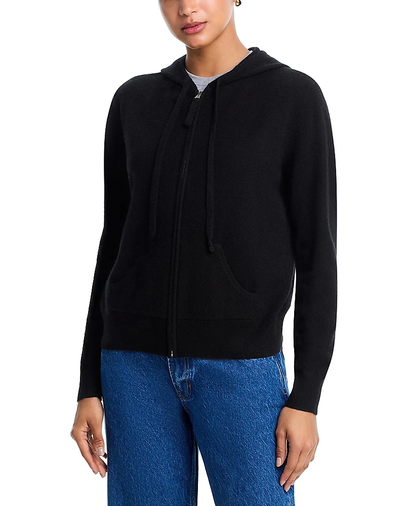 Aqua 100% Cashmere Full Zip Hoodie - Exclusive