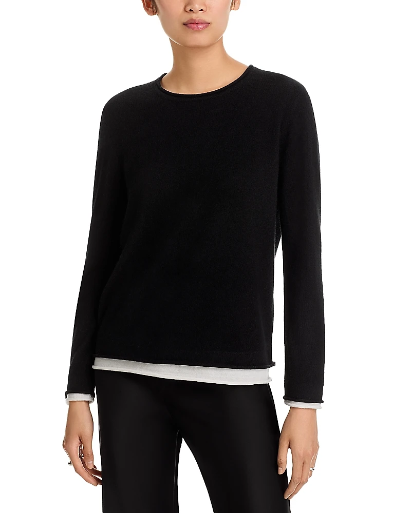 C by Bloomingdale's Cashmere Double Layer Crewneck Sweater - Exclusive