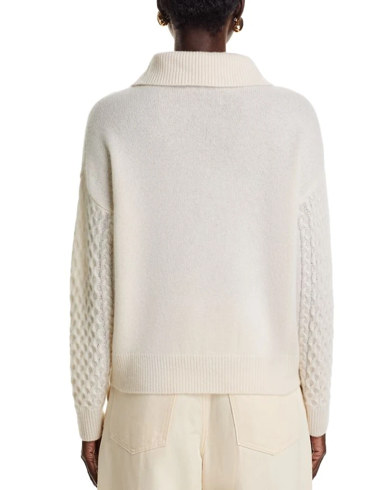 Cashmere Quarter Zip Cable Knit Sweater - Exclusive