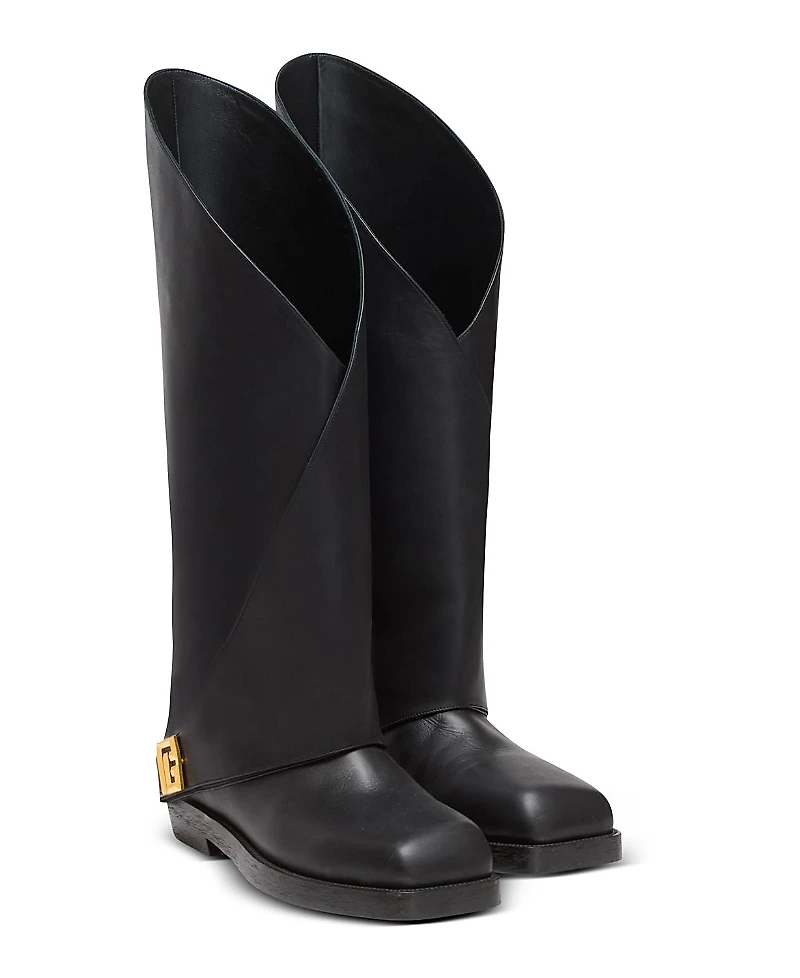 Balmain Women's Twist Flat Leather Boots