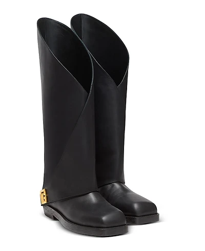 Balmain Women's Twist Flat Leather Boots
