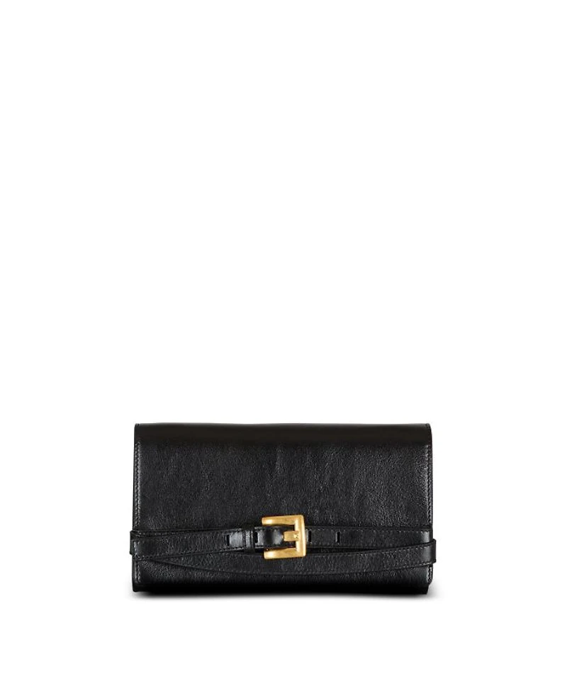 Crinkled Leather Wallet with Shuffle Chain