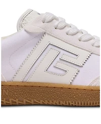 Women's Leather and Canvas Swan Trainers