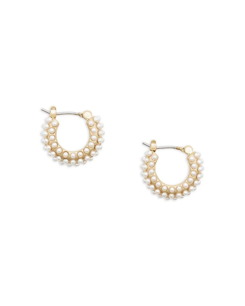 Imitation Pearl Huggie Hoop Earrings