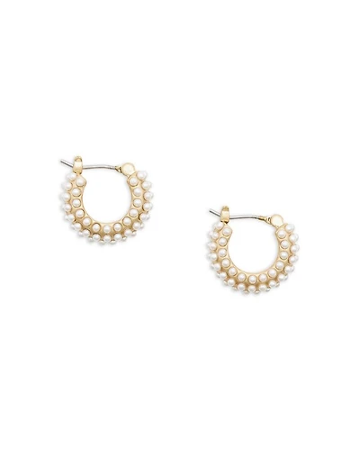 Imitation Pearl Huggie Hoop Earrings