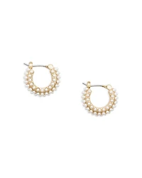 Imitation Pearl Huggie Hoop Earrings