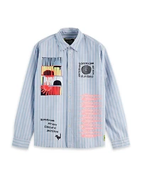 Regular Fit Graphic Patchwork Shirt