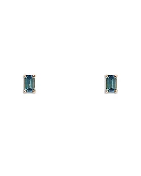 Wwake 14K Yellow Gold Teal Sapphire Stud Earrings
