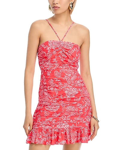 Aqua Ruched Halter Dress - Exclusive