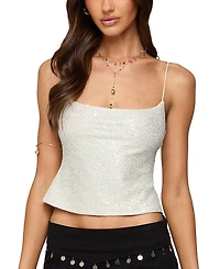 Edikted Metallic & Sequin Textured Tank Top