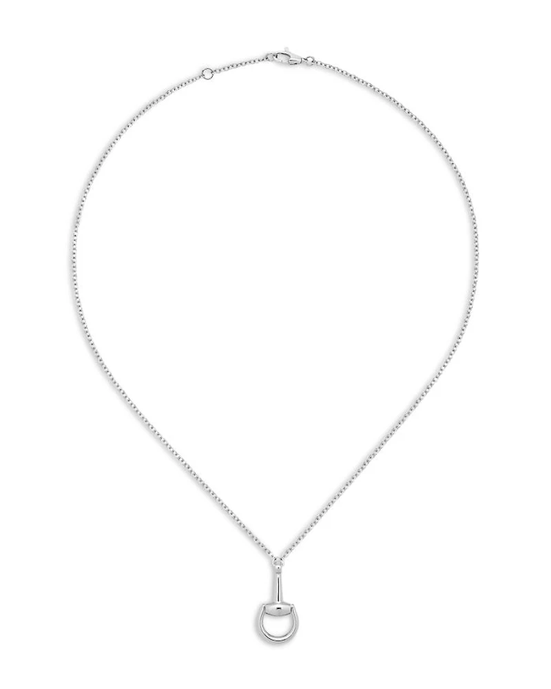 18K White Gold Diamond Horsebit Necklace, 16.5"