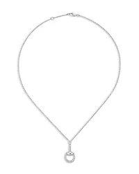 18K White Gold Diamond Horsebit Necklace, 16.5"