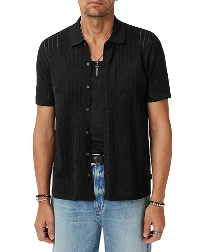 John Varvatos Moore Short Sleeve Regular Fit Textured Sweater