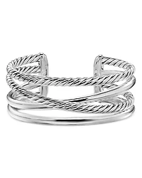 Bold Crossover Multi Row Cuff Bracelet Sterling Silver, 24.4mm