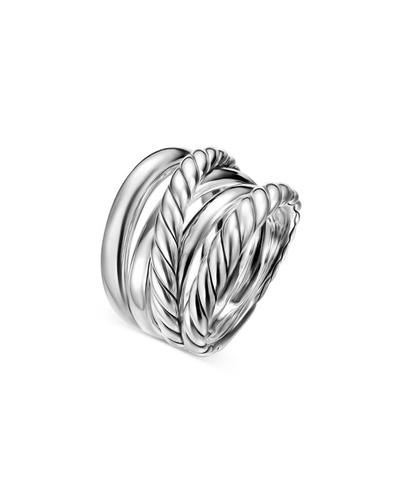 Crossover Five Row Ring Sterling Silver, 17.5mm