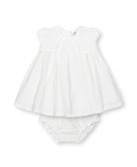 Girls' Short Sleeve Special Occasion Linen Pintuck Dress - Baby