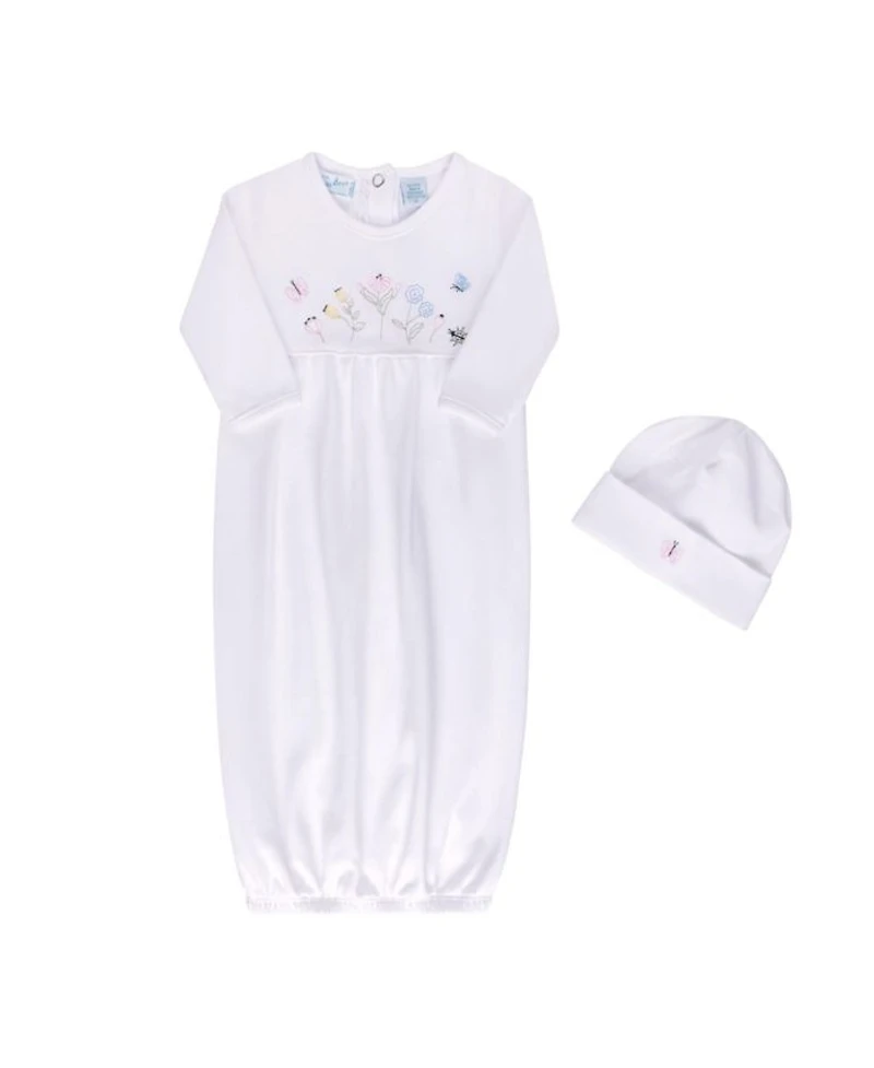Unisex Vehicle Embroidered Cotton Gown with Hat