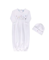 Unisex Vehicle Embroidered Cotton Gown with Hat