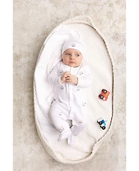 Boys' Vehicle Embroidered Cotton Romper with Hat - Baby