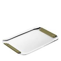 Christofle Club Tray with Leather Handles
