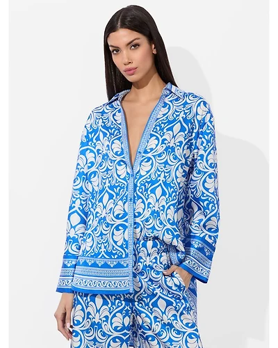 Kiva Printed Oversized Pajama Shirt