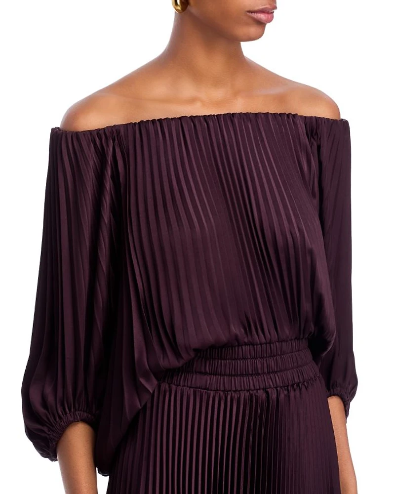 Sienna Pleated Off-the-Shoulder Dress