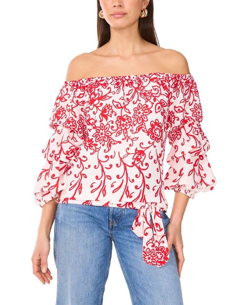 Off The Shoulder Bubble Sleeve Top