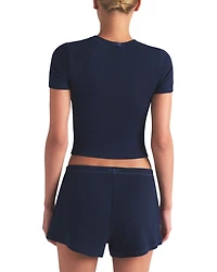 Cotton Stretch Rib Loose Shorts