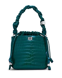 Ganni Bou Medium Green Croco Embossed Bucket Bag