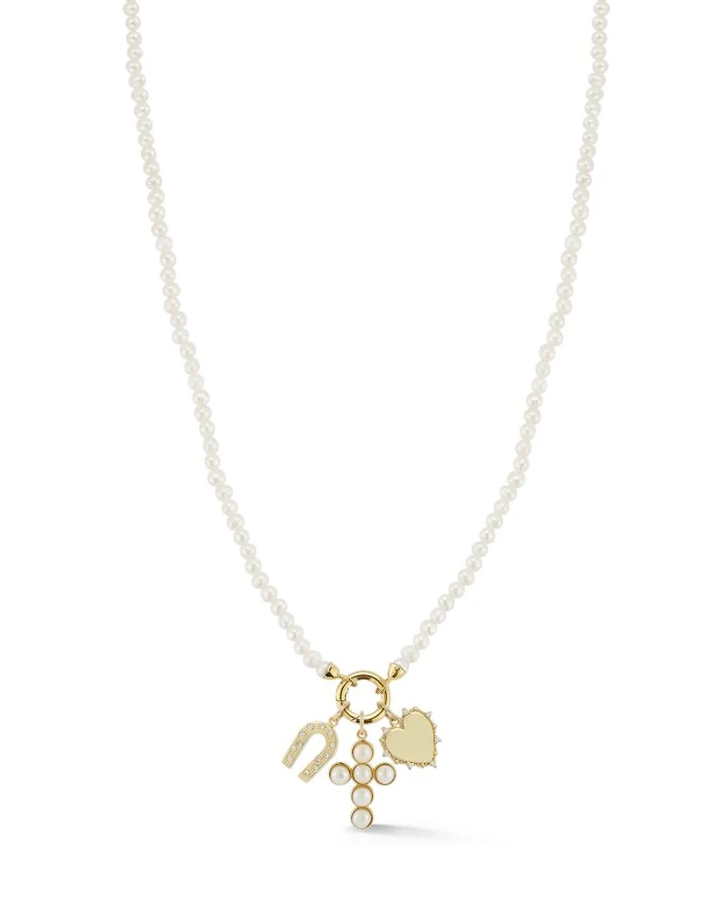 14K Yellow Gold Cultured Freshwater Pearl Necklace, 17"