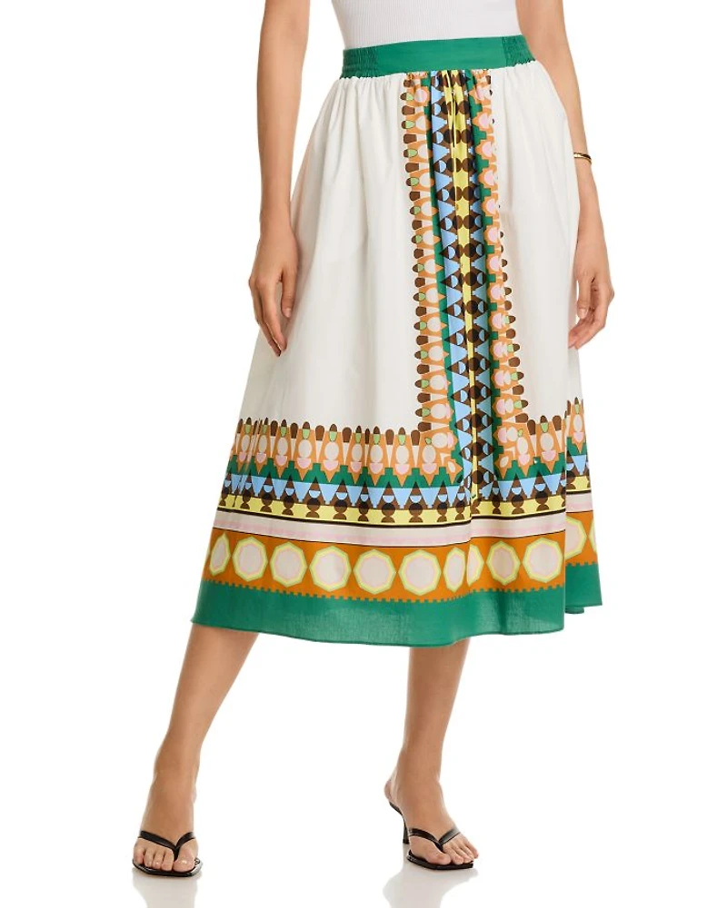 Pull On Button Front Skirt