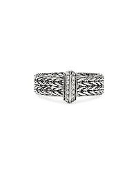 John Hardy Sterling Silver Diamond Icon Link Ring