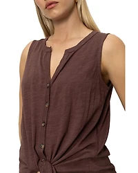 Notched Button Front Tee