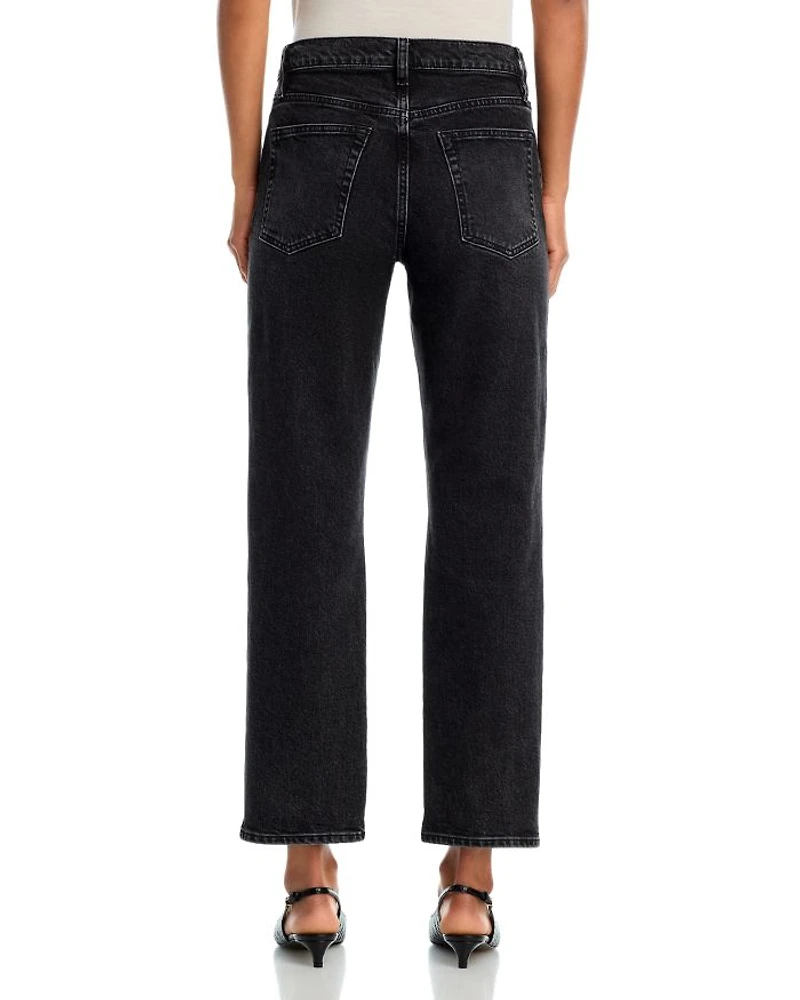 The Borrowed High Rise Ankle Slim Straight Jeans Deco